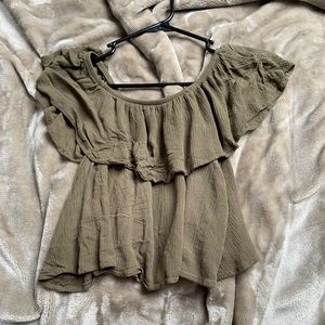 Forever 21 olive off shoulder blouse
